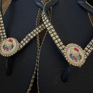 Autism awareness flip flops